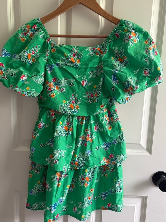 Cat & Jack Other - Like new size 10/12 Cat & Jack Green Floral Smocked Tier Dress with Puff Sleeves
